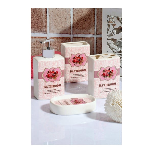 Комплект за баня от розов костен порцелан - Unknown