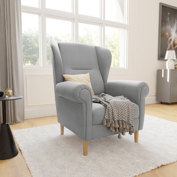 Светлосиво кресло крило Swan – Ropez-image-3