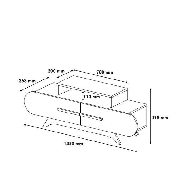 Бяла маса за телевизор с детайли от орехово дърво - Hommy Craft-image-3