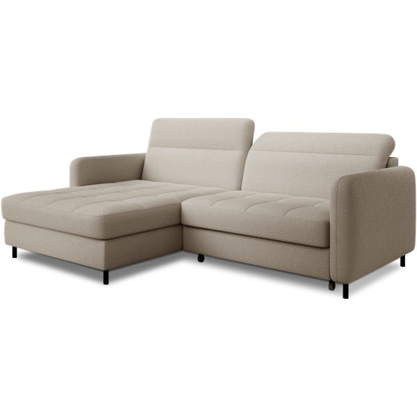 Бежов разтегателен ъглов диван с място за съхранение от букле (ляв ъгъл) Gomsi – ELTAP-image-2