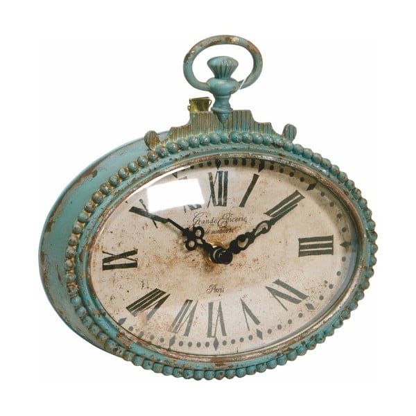 Kovové hodiny, antique green, 17x17x5 cm