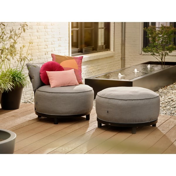 Светлосиво тапицирано градинско кресло Emma - Hartman-image-4