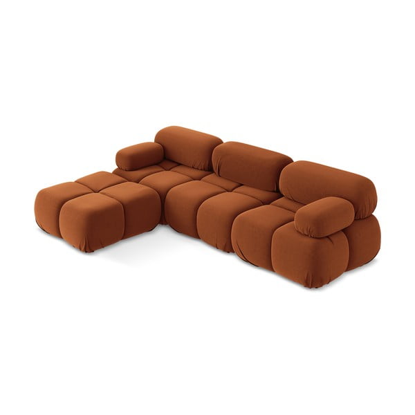 Оранжев кадифен модулен ъглов диван Lokua – Makamii-image-2