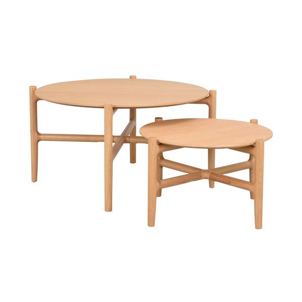 Масичка за кафе от естествен дъб ø 80 cm Holton - Rowico-image-3