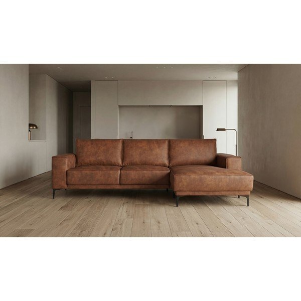 Кафяв ъглов диван от изкуствена кожа (десен ъгъл) Copenhagen - Scandic-image-4