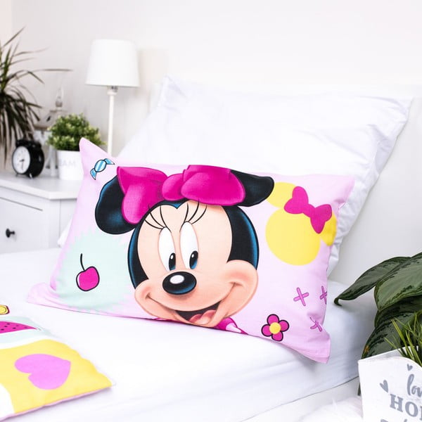 Розово памучно детско спално бельо 100x135 cm Minnie "Sweet" – Jerry Fabrics-image-1