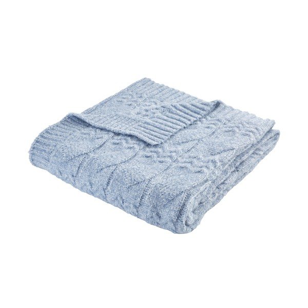 Синьо плетено одеяло 150x200 cm Cable Knit – Bianca-image-2