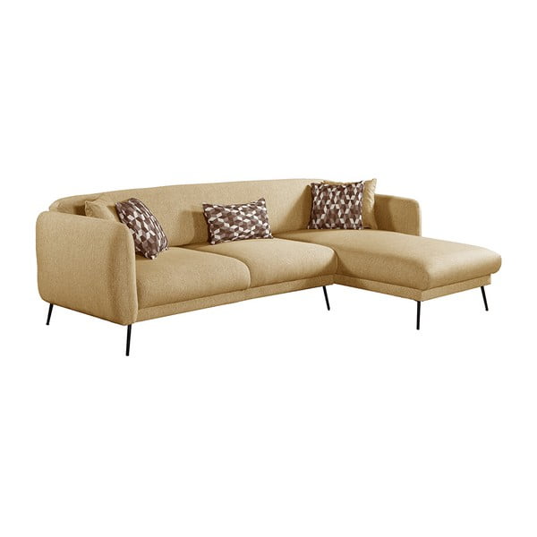 Жълт разтегателен ъглов диван , десен ъгъл Madrid - Pandia Home-image-2