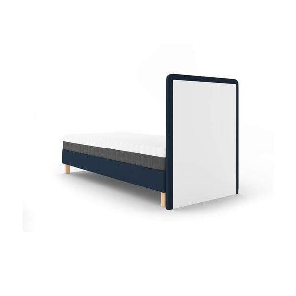 Тъмносиньо единично легло 90x200 cm тапицирано с включена подматрачна рамка Lotus – Cosmopolitan Design-image-3