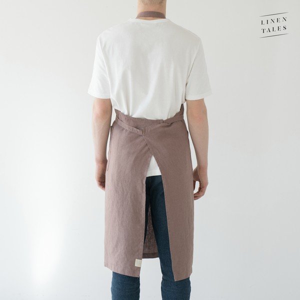 Стара лилава ленена престилка, дължина 100 cm Chef - Linen Tales-image-2