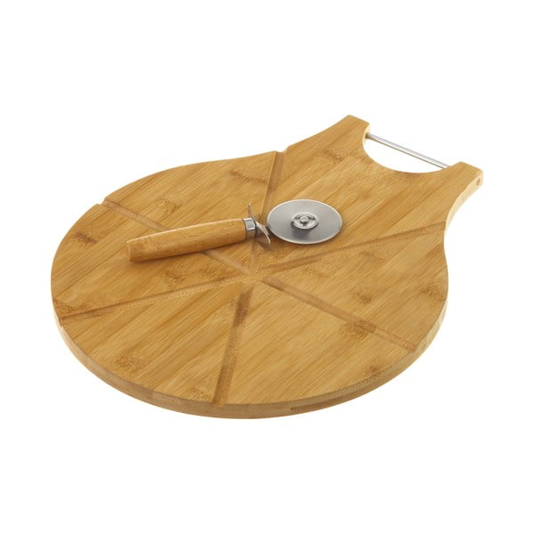 Бамбукова дъска за рязане и комплект ножове за пица Cutter - Casa Selección
