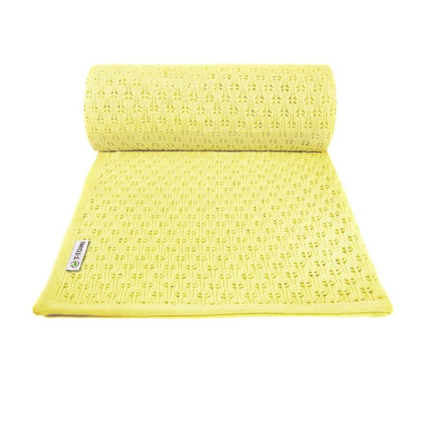 Жълто плетено бебешко одеяло със съдържание на памук , 80 x 100 cm Summer - T-TOMI