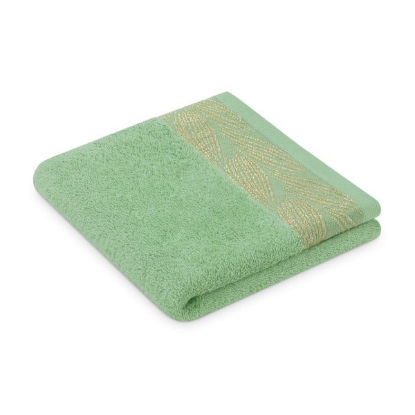 Светлозелени памучни хавлии и кърпи за баня в комплект от 2 бр. от тери Allium – Restilo-image-1