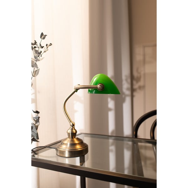 Настолна лампа в зелено и месинг, височина 25 cm Bankers - Markslöjd-image-3