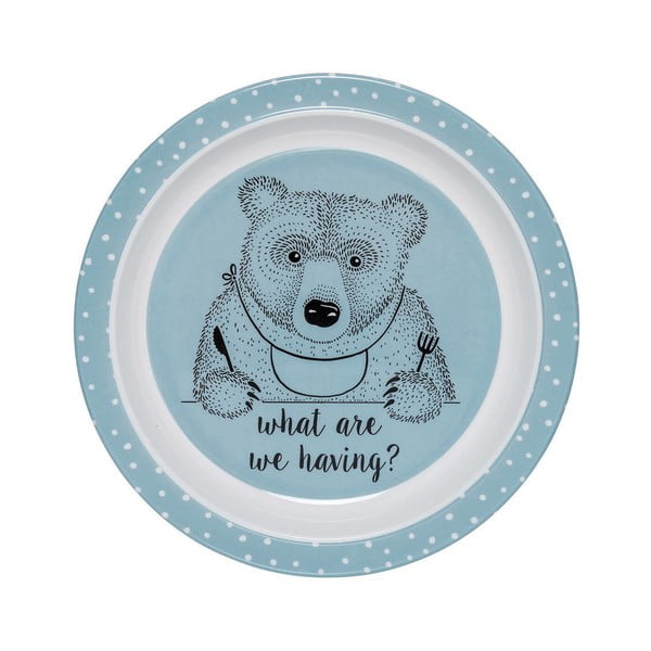 Детска чиния от син и бял меламин Тоби, ⌀ 22 cm - Bloomingville