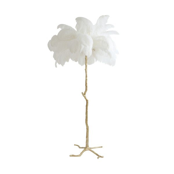 Бяло-златиста подова лампа с абажур от пера (височина 180 cm) Feather – Light & Living-image-3