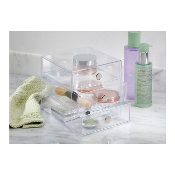 Прозрачна кутия за съхранение с 3 чекмеджета Оригинална, височина 16,5 cm - iDesign-image-1