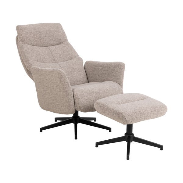 Бежово релаксиращо кресло от плат букле London – Actona-image-3