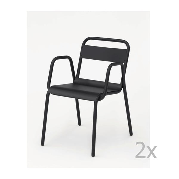 Sada 2 černých zahradních židlí s područkami Isimar Anglet