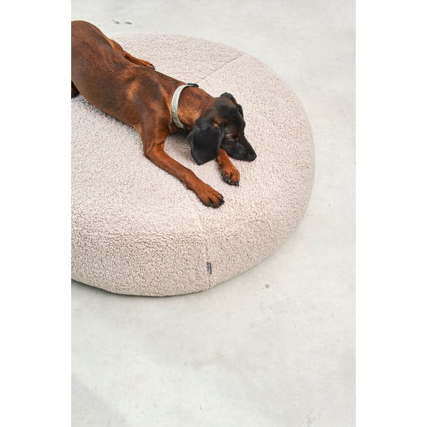 Бежово легло за куче от плат букле ø 90 cm Senso Pouffe Greige M/L – MiaCara-image-1