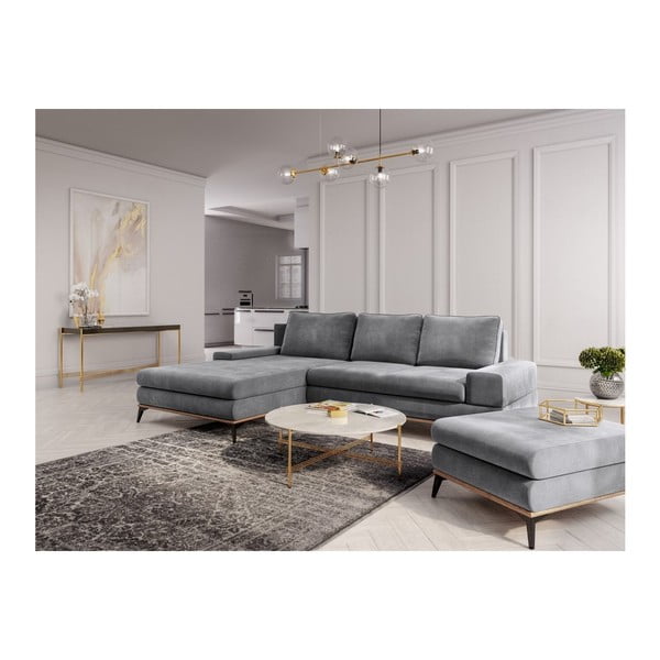 Сив пуф с кадифена тапицерия Astre - Windsor & Co Sofas-image-3