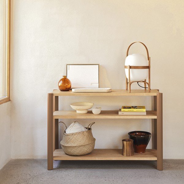 Стелаж от декор от дъб  в тухлен цвят/в светло естествен цвят 126x84x43 cm Bona – Teulat-image-1