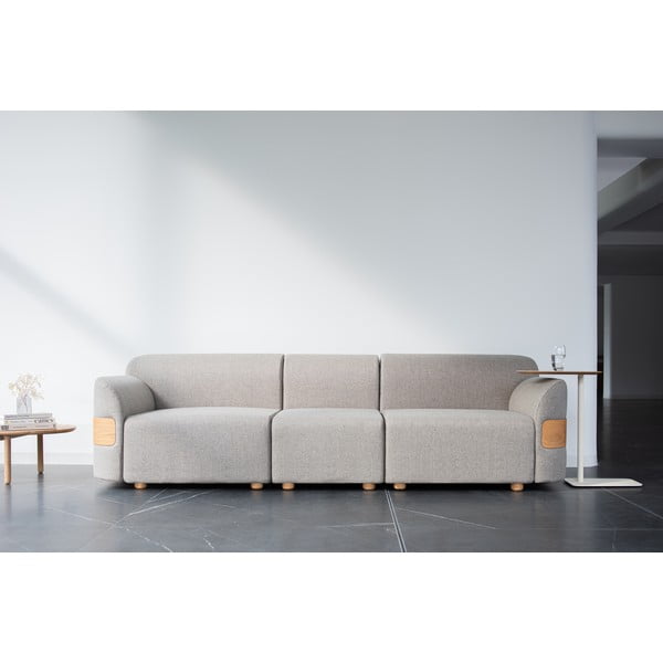 Светлосив модул на дивана (централна част), изработен от смес от вълна и лен Hugg - Gazzda-image-1