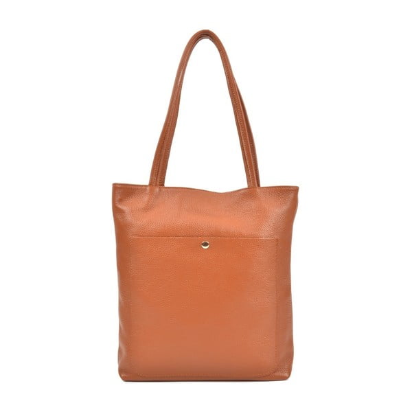 Кафява кожена чанта в цвят коняк Huniya - Roberta M