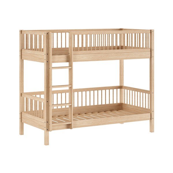 Детско двуетажно легло от масивен бук с включена подматрачна рамка в естествен цвят 90x200 cm Forrest – Vipack-image-2