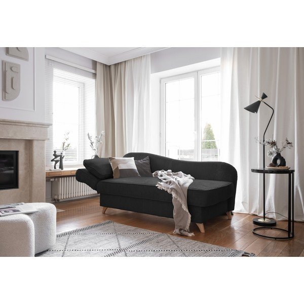 Антрацитен шезлонг от рипсено кадифе (ляв ъгъл) Chic Charlotte – Miuform-image-2