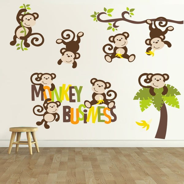 Samolepka na stěnu Monkey Business, 90x60 cm