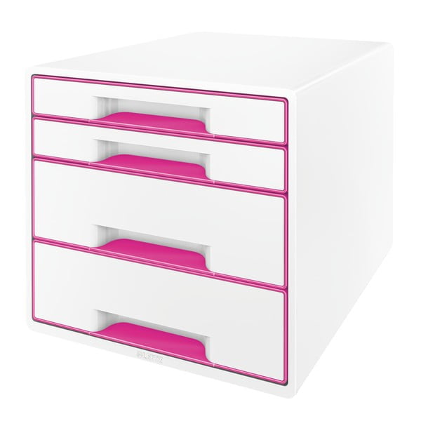 Кутия за чекмеджета в бяло и розово WOW CUBE, 4 чекмеджета Cube - Leitz