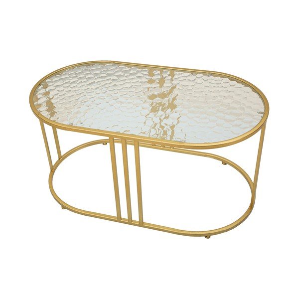 Бяла/златистa масичка за кафе със стъклен плот 50x90 cm Antalia – Mauro Ferretti-image-2