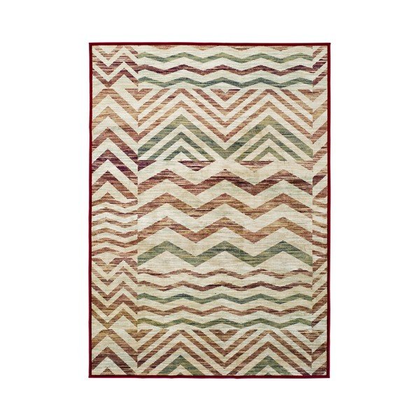 Бежов и винен вискозен килим Belga Zig Zag, 70 x 220 cm - Universal