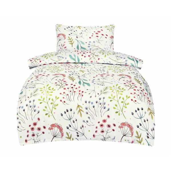 Бяло единично  спално бельо от памучен сатен 140x200 cm Jasmine – My House