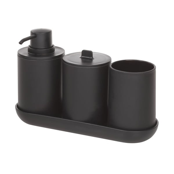 Черен комплект от дозатор за сапун и 2 чаши , 355 ml Cade - iDesign