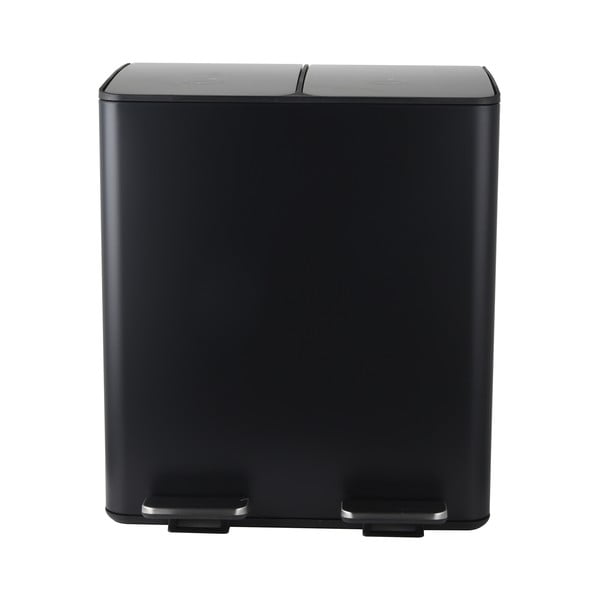 Матово черно стоманено кошче за боклук 2x20 l за рециклиране с педал   Aliya – Spirella-image-3
