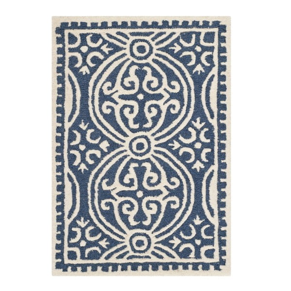 Tmavě modrý vlněný koberec Safavieh Marina, 91 x 152 cm