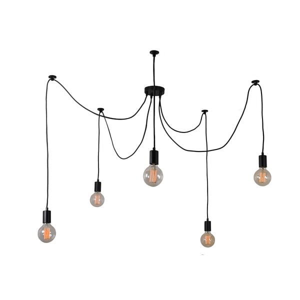 Черна лампа за таван с 5 крушки Spider Lamp - Filament Style