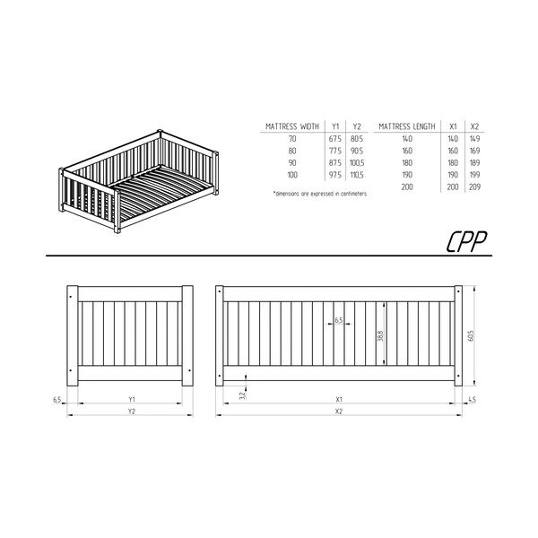 Детско разтегателно легло с място за съхранение с включена подматрачна рамка в естествен цвят 90x200 cm CPP – Adeko-image-2