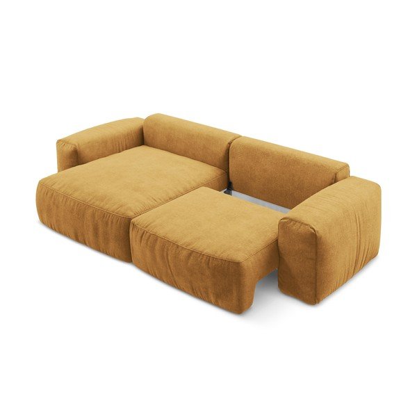 Шенилов сгъваем ъглов диван в цвят горчица (ляв ъгъл) Kuki – Makamii-image-4