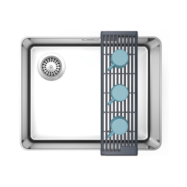 Сива регулируема пластмасова решетка за оттичане за мивка 43x13 cm Platform – Joseph Joseph-image-3