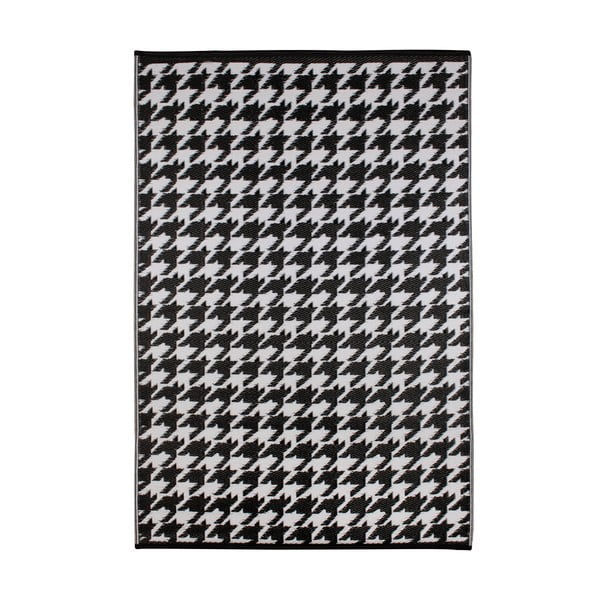 Черно-бял килим за открито Houndstooth, 150 x 240 cm - Green Decore
