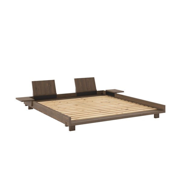 Кафяво двойно легло 180x200 cm от масивен бор с включена подматрачна рамка Social – Karup Design