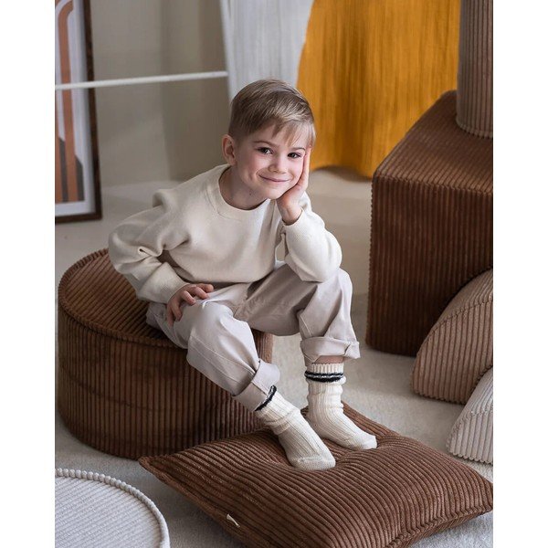 Кафява детска възглавница за диван от рипсено кадифе Block – Wigiwama-image-2