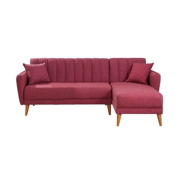 Червен и розов разтегателен диван Rosalia, десен ъгъл - Unknown