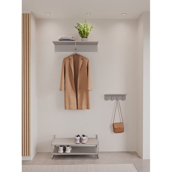 Светлосива стоманена стенна закачалка с рафт 11,5 cm A-Hallway – Zone-image-1