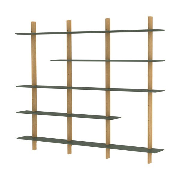 Зелена модулна система от рафтове в дъб 224x190 cm Bridge - Tenzo-image-3