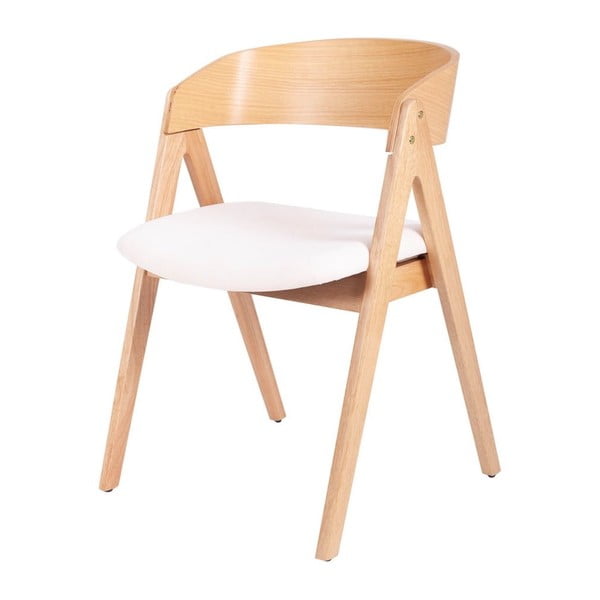 Комплект от 2 трапезни стола от каучуково дърво с бяла седалка Rina - sømcasa