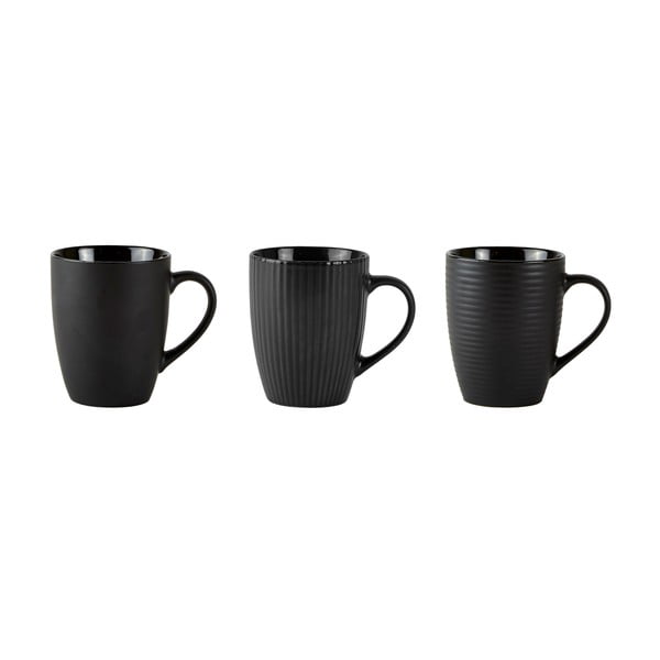 Комплект от 3 черни чаши Texture, 300 ml - KJ Collection